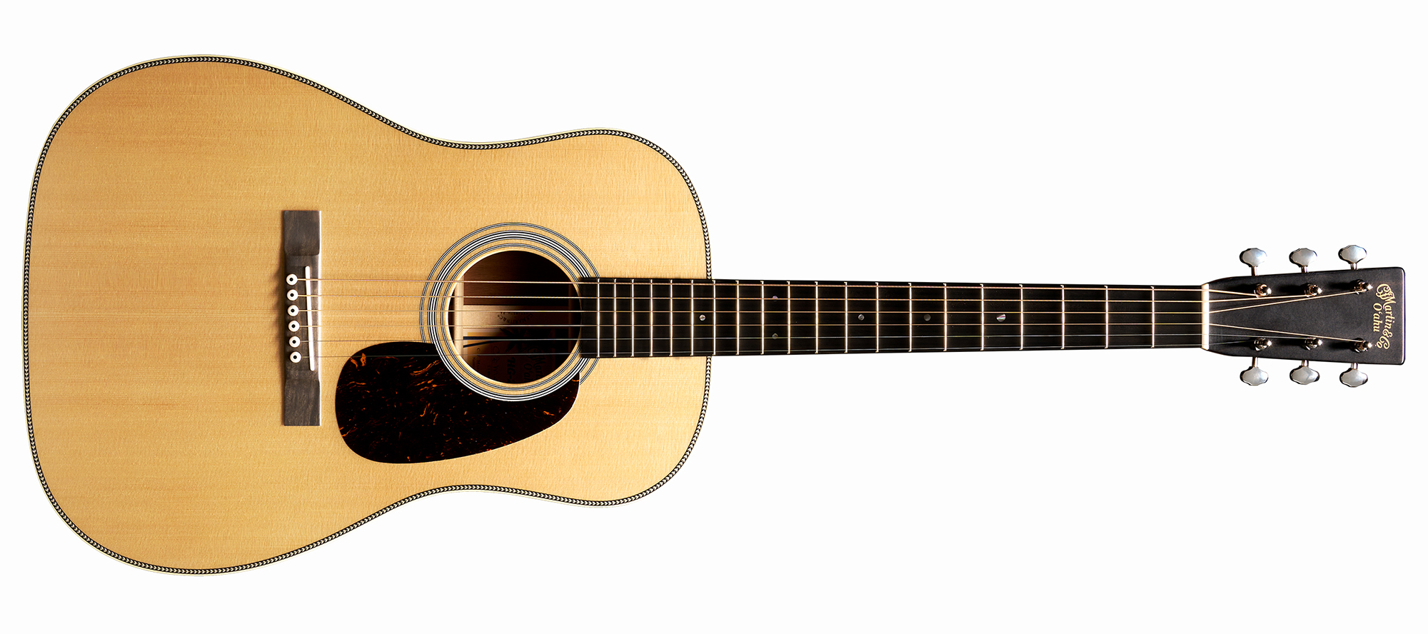 A photo showing the Martin O&#039;ahu HG-28 acoustic guitar