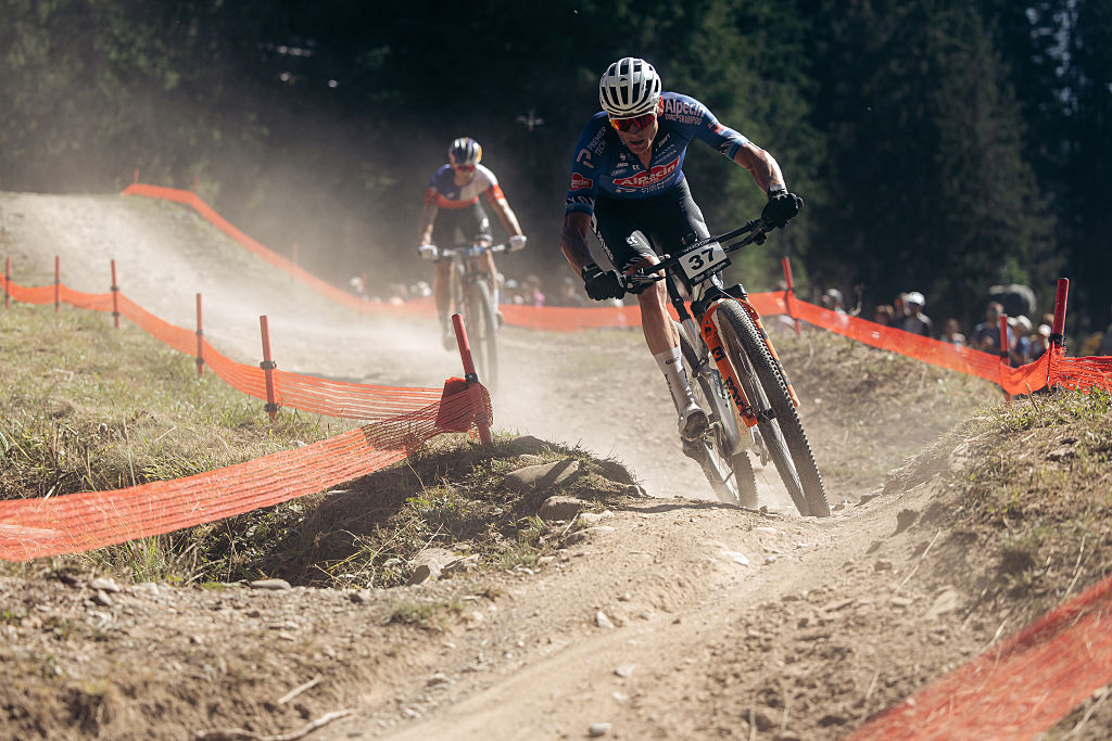 Mathieu van der Poel of Netherlands during The UCI Mountain Bike XCO Race at Les Gets, France. (Photo by Piotr Staron/Getty Images)