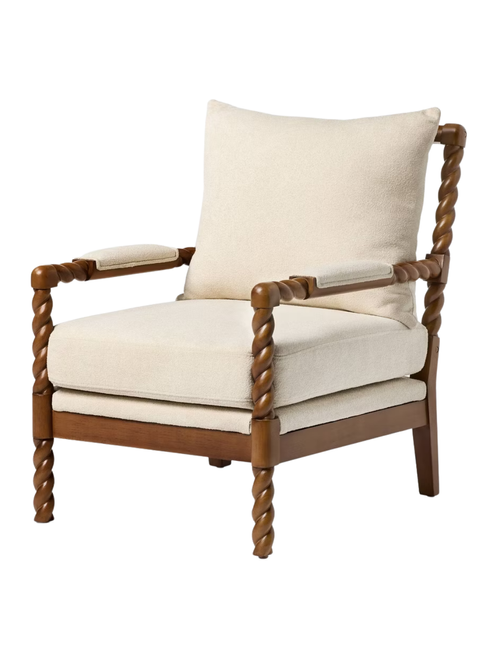 Upholstered Accent Chair with Braided Arms and Legs