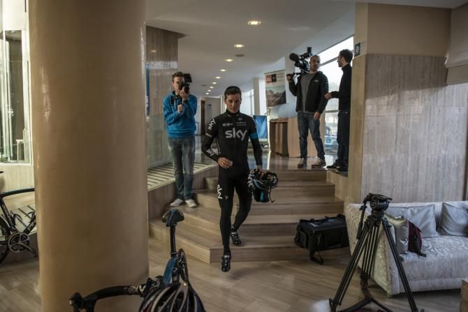 Nicolas Roche (Team Sky) comes down for a morning training ride