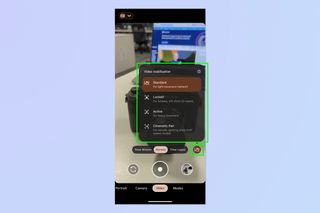 A screenshot showing how to enable video stabilization on Google Pixel phones