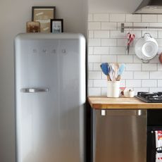 stainless steel fridge freezer in kitchen