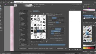 Screenshot showing the brush selection in Krita, one of the best graphic design software options