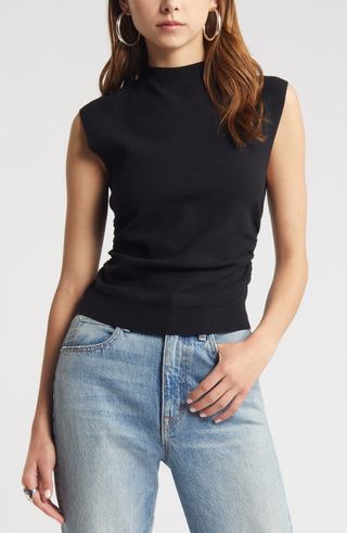 Ruched Cap Sleeve Sweater