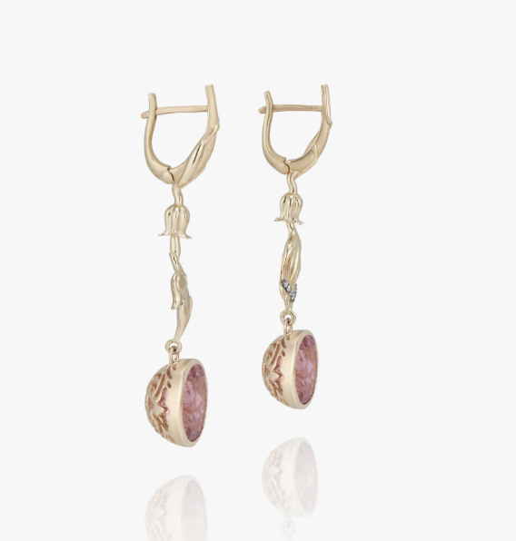 Larkspur &amp;amp; Hawk, One-Of-A-Kind Posy Pendant Earrings (14k Gold)