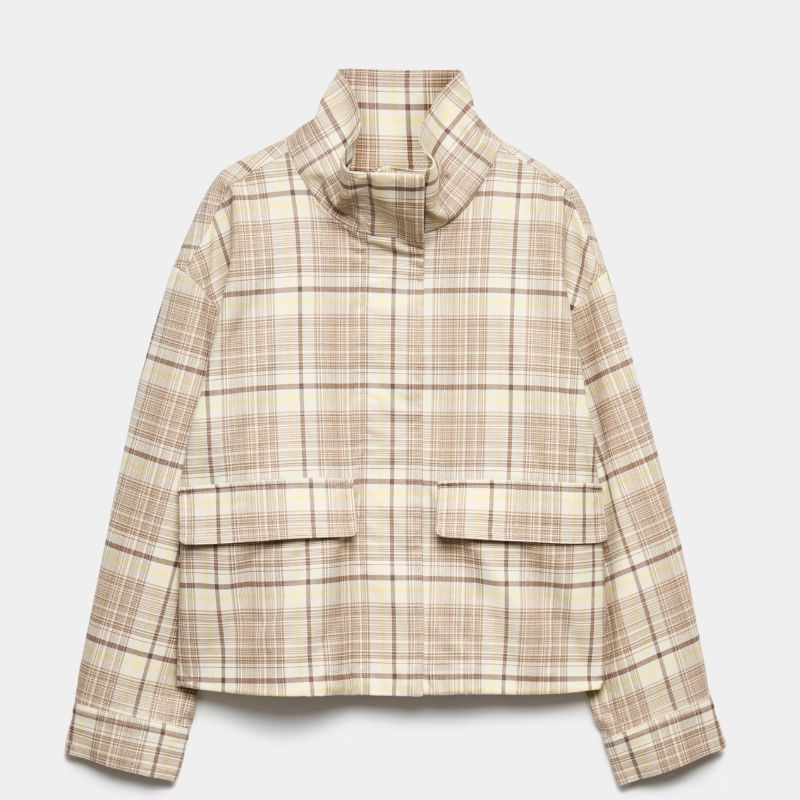 M&amp;amp;S, Checked Funnel Neck Barn Jacket