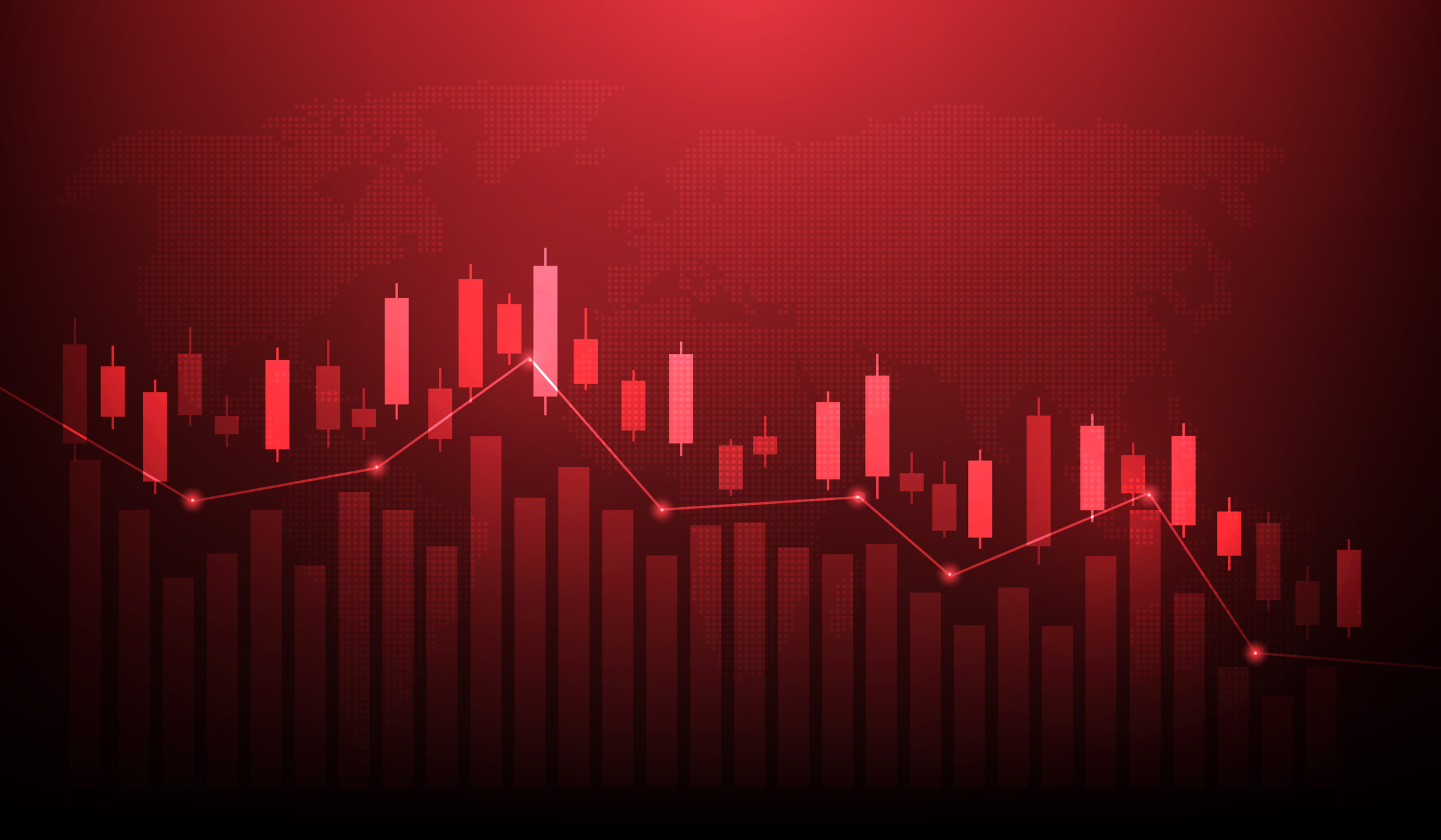 red investment graph arrow down 