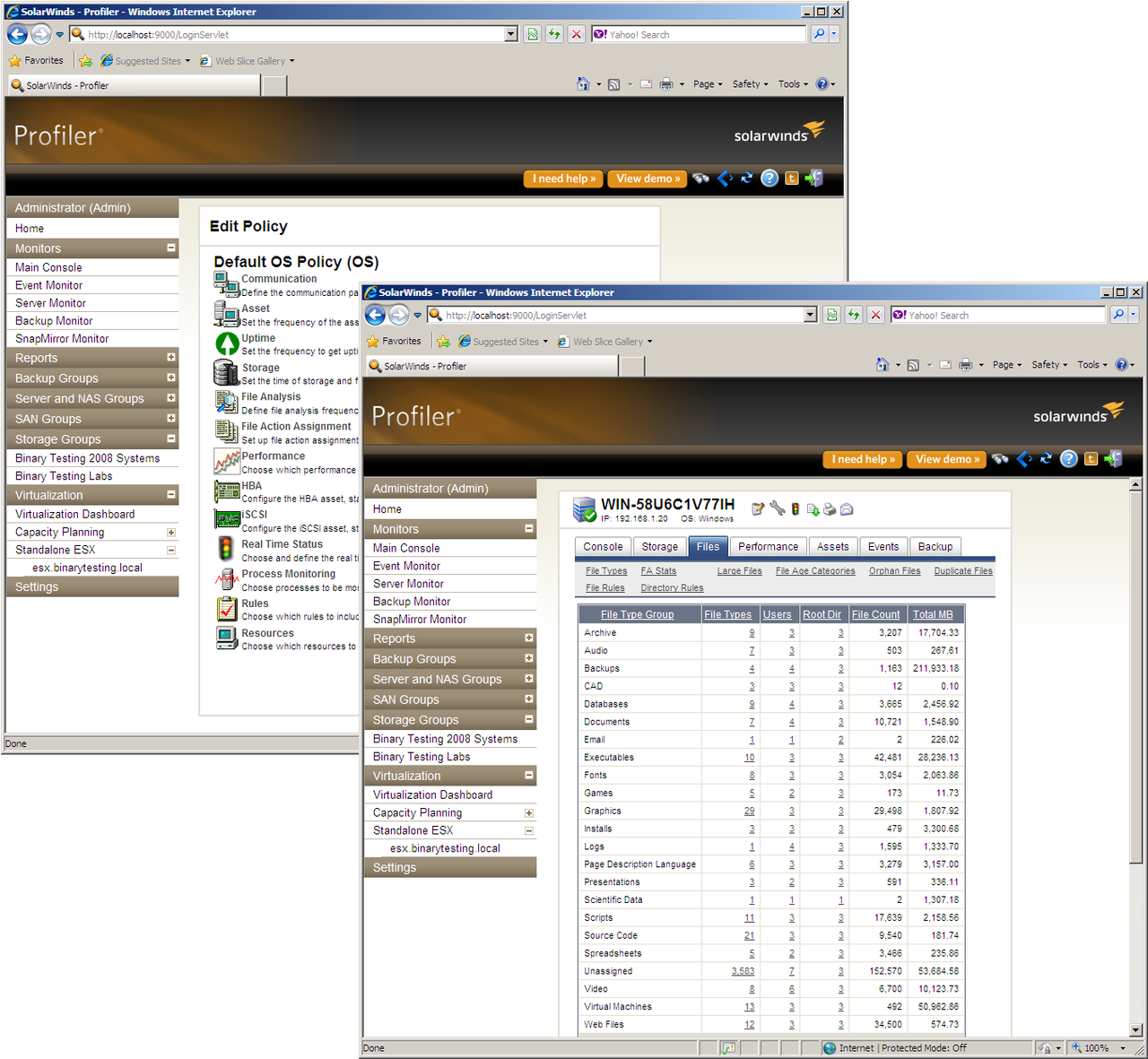 Policies can be used to control a variety of activities such as scanning agent-enabled servers and reporting on files.