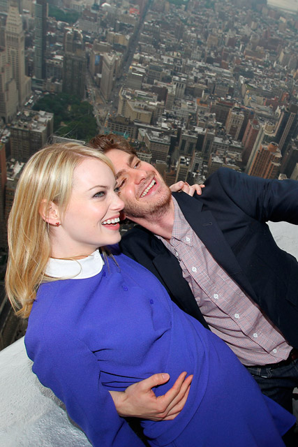 Emma Stone and Andrew Garfield The cast of 'The Amazing Spider-Man' at the  Lighting Ceremony at The Empire State Building New York City, USA -  25.06.12 Stock Photo - Alamy