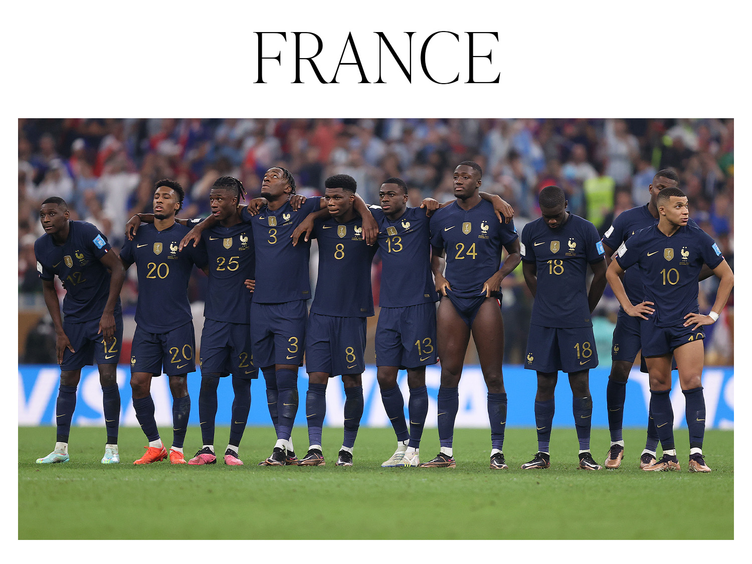 France players react in the penalty shoot out during the FIFA World Cup Qatar 2022 Final match between Argentina and France on December 18, 2022.