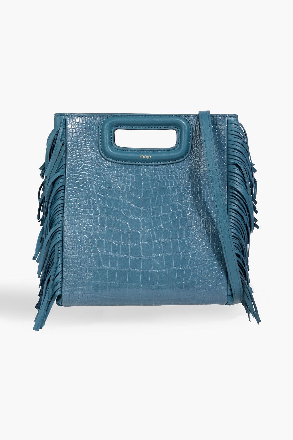 Fringed Croc-Effect Leather Tote