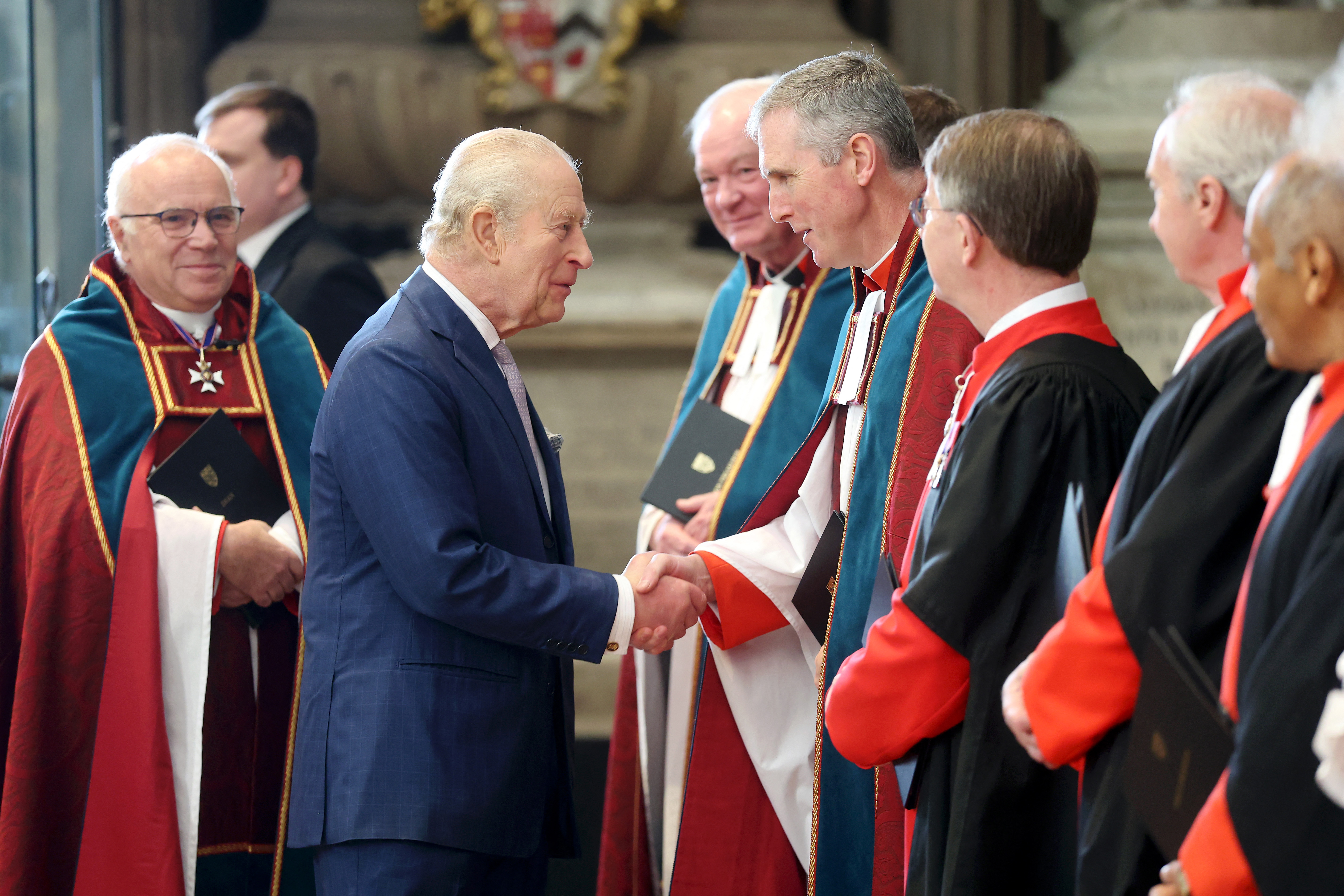 King Charles speaks with Reverend Mark Birch at Westminster Abbey
