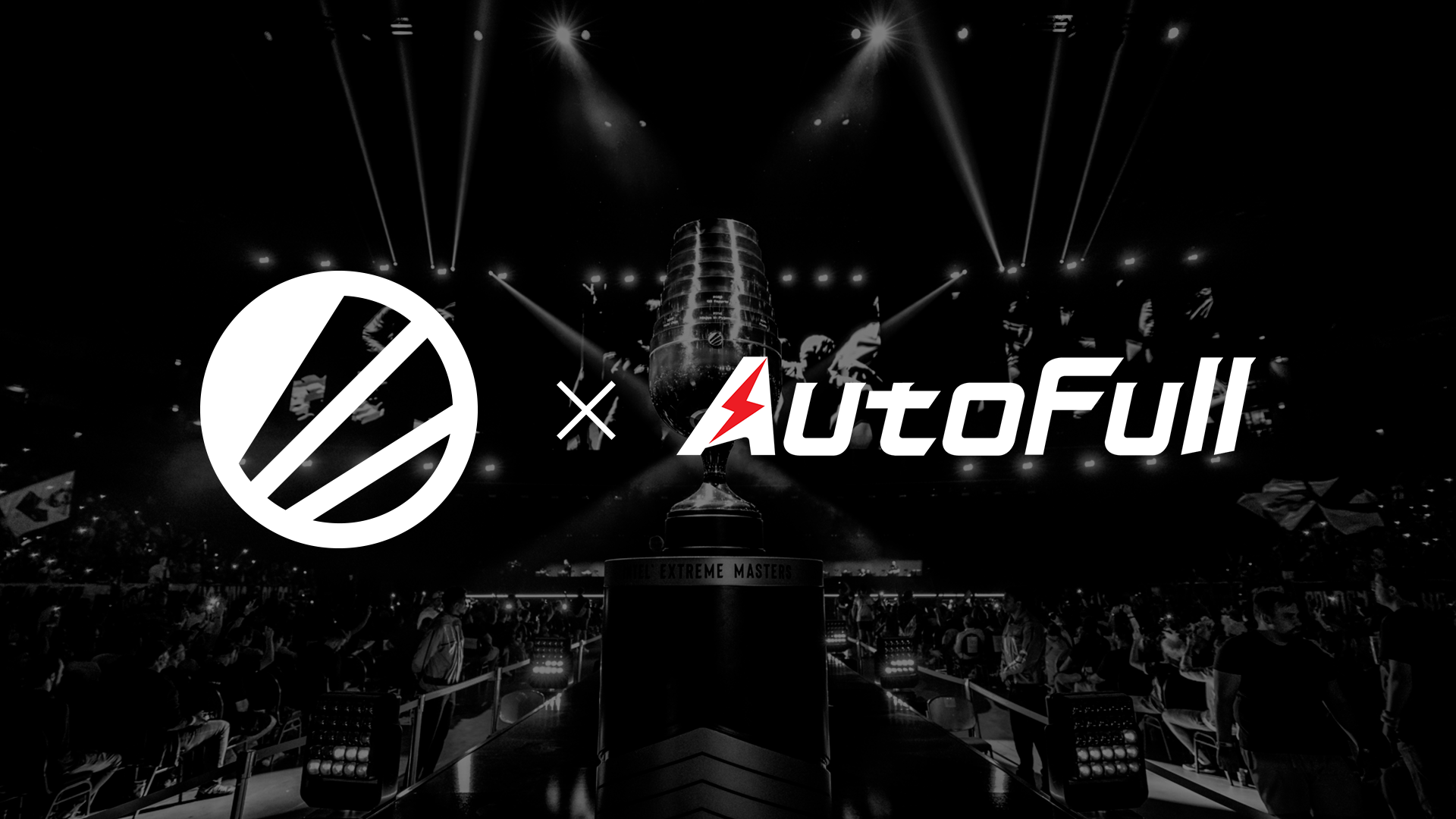 The AutoFull logo in an announcement image showing the brand's partnership with Esports tour, ESL