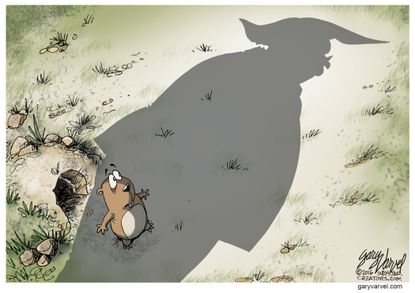 Political cartoon U.S. Trump Groundhog Day