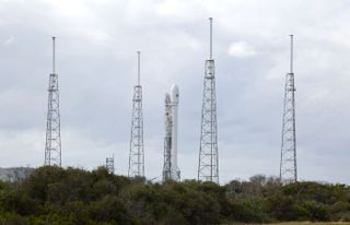 Falcon 9 Awaits Launch at Cape Canaveral
