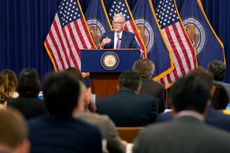 Federal Reserve Chair Jerome Powell during a news conference following a Federal Open Market Committee (FOMC) meeting in Washington, DC, US, on Wednesday, May 1, 2024