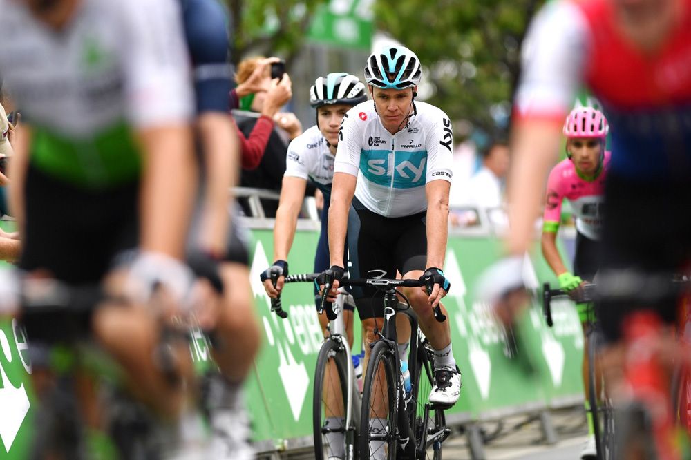 Chris Froome (Team Sky) finished in the peloton
