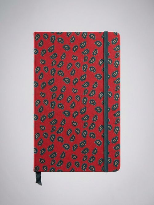 Limited Edition Boxed Notebook - Silk Padded Hard Cover, Large 5" X 8.25", Ruled Pages, Bordeaux Paisley