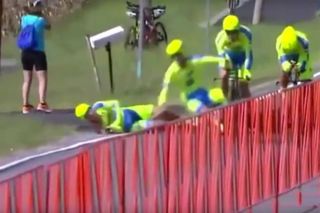 Tinkoff-Saxo crash during the 2015 World Championships team time trial