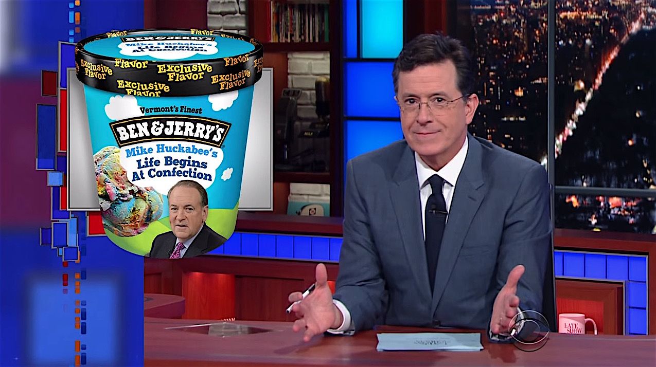 Stephen Colbert imagines Ben &amp;amp; Jerry flavors for the other 2016 candidates