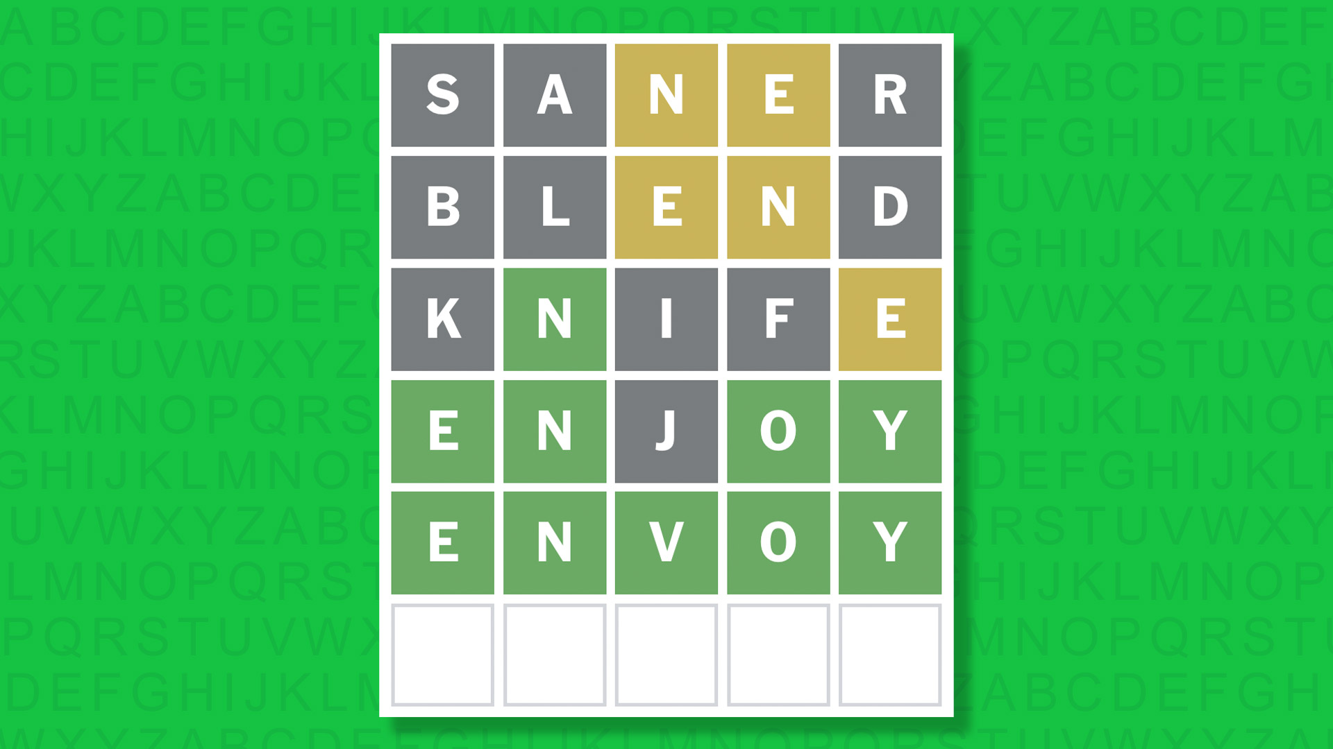 NYT Wordle answer for game 1751 on a green background