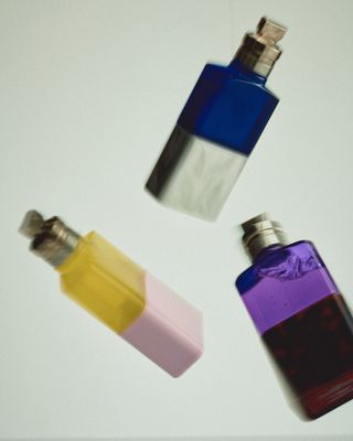Dries Van Noten Beauty perfumes from left Jardin De L’Orangerie, Fleur Du Mal, and Voodoo Chile