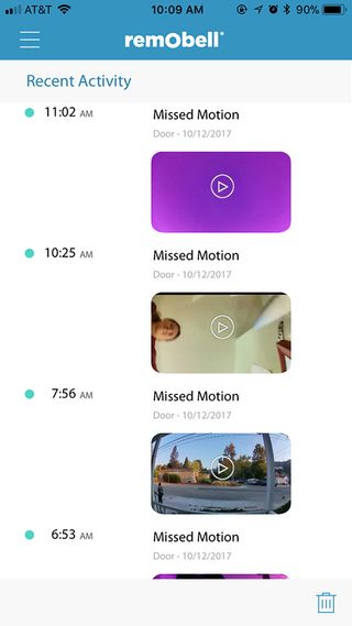 The RemoBell app doesn't let you look in on the camera anytime but rather only when you're responding to a motion alert or ring.