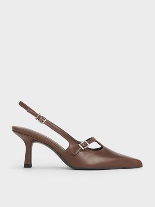 Charles & Keith, T-Bar Pointed-Toe Slingback Pumps