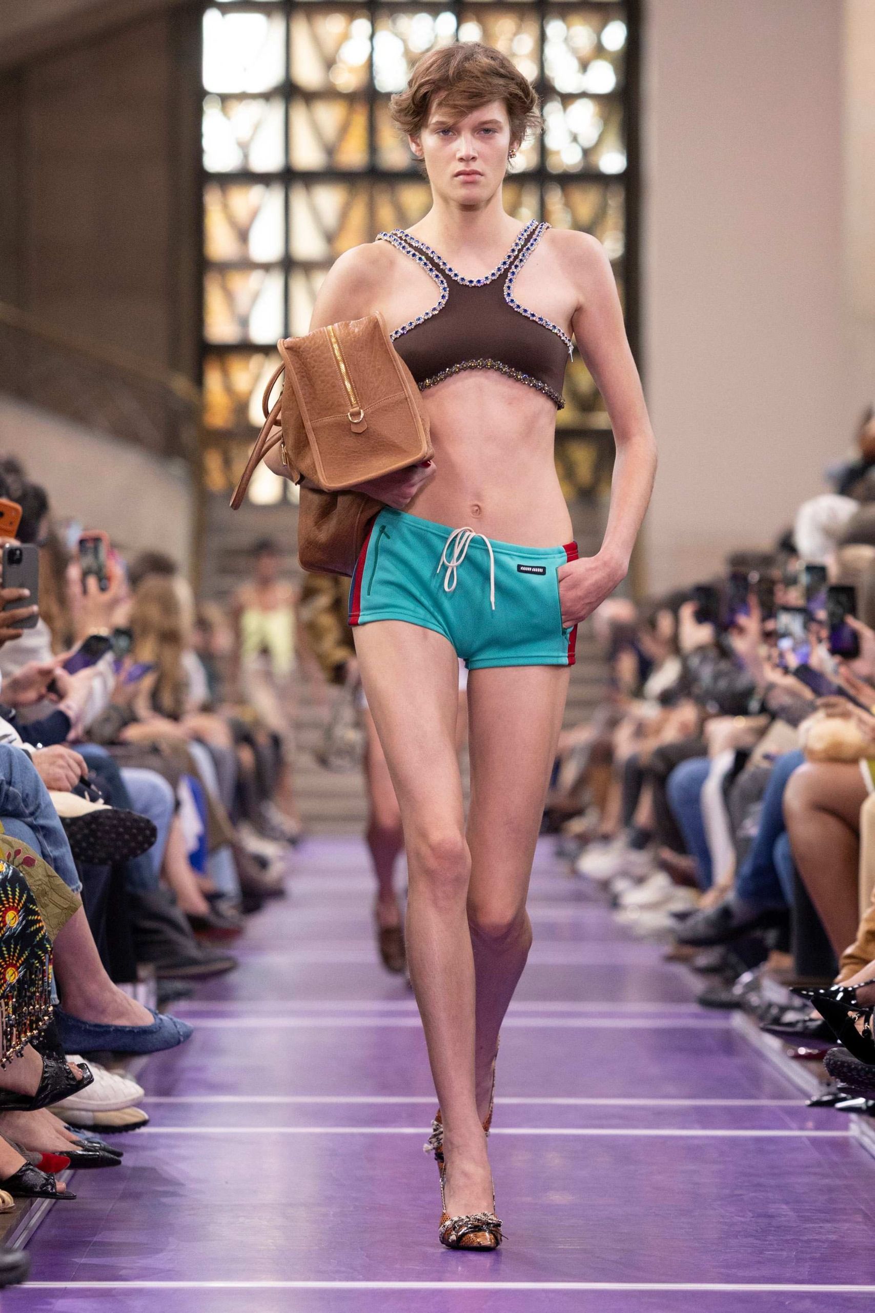 Miu Miu S/S 27 runway- sports bra trend