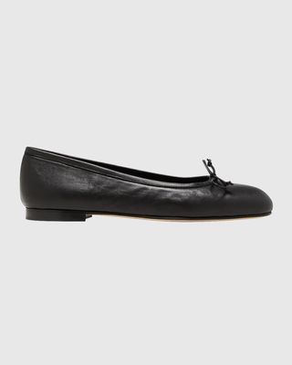 Sepatu Balerina Veralli Leather Bow dalam Warna Hitam