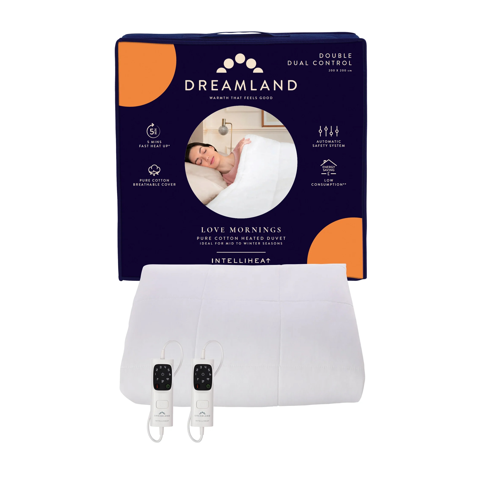 Dreamland Love Mornings Pure Cotton Heated Duvet