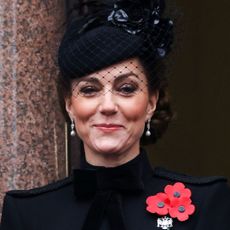 The Princess of Wales stands on the Buckingham Palace balcony during the Remembrance Day events