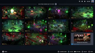 Various clips of Hades video game with the Steam Game Recorder overlay.