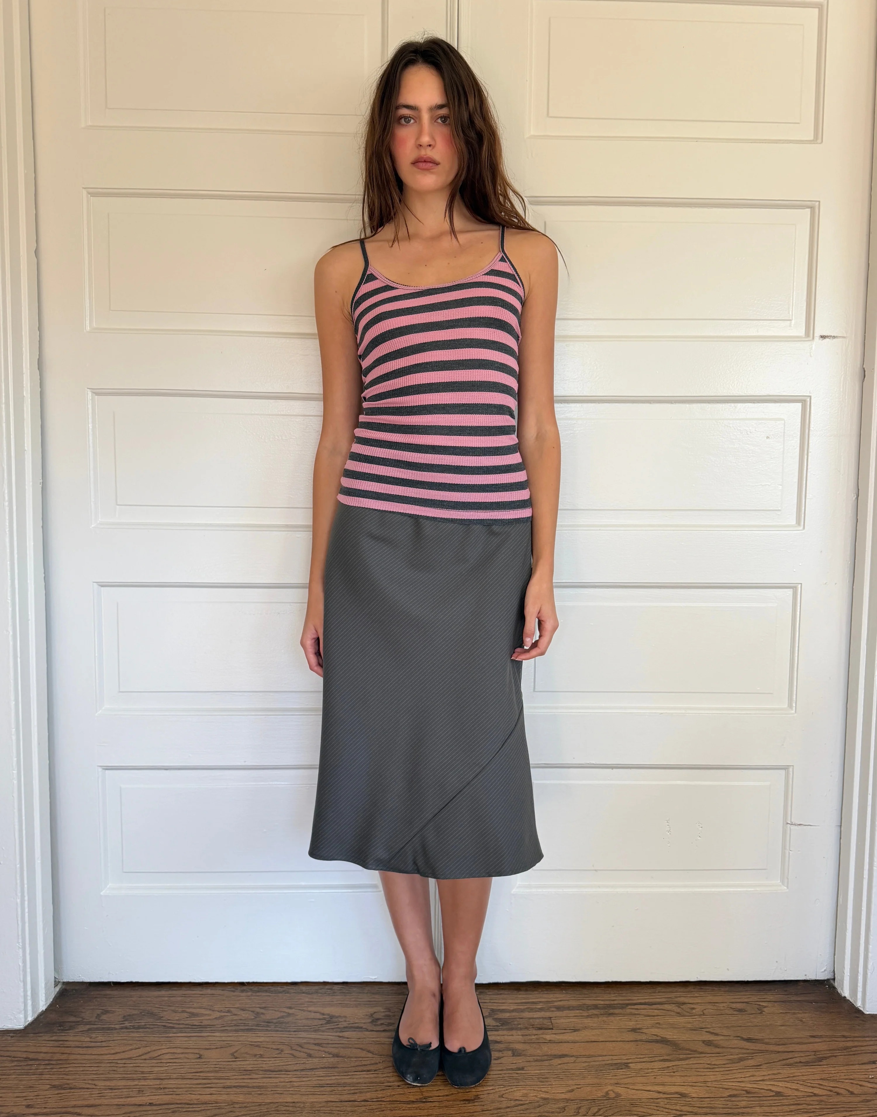 Charlie Beads, Starla Pink and Grey Waffle Tank Top