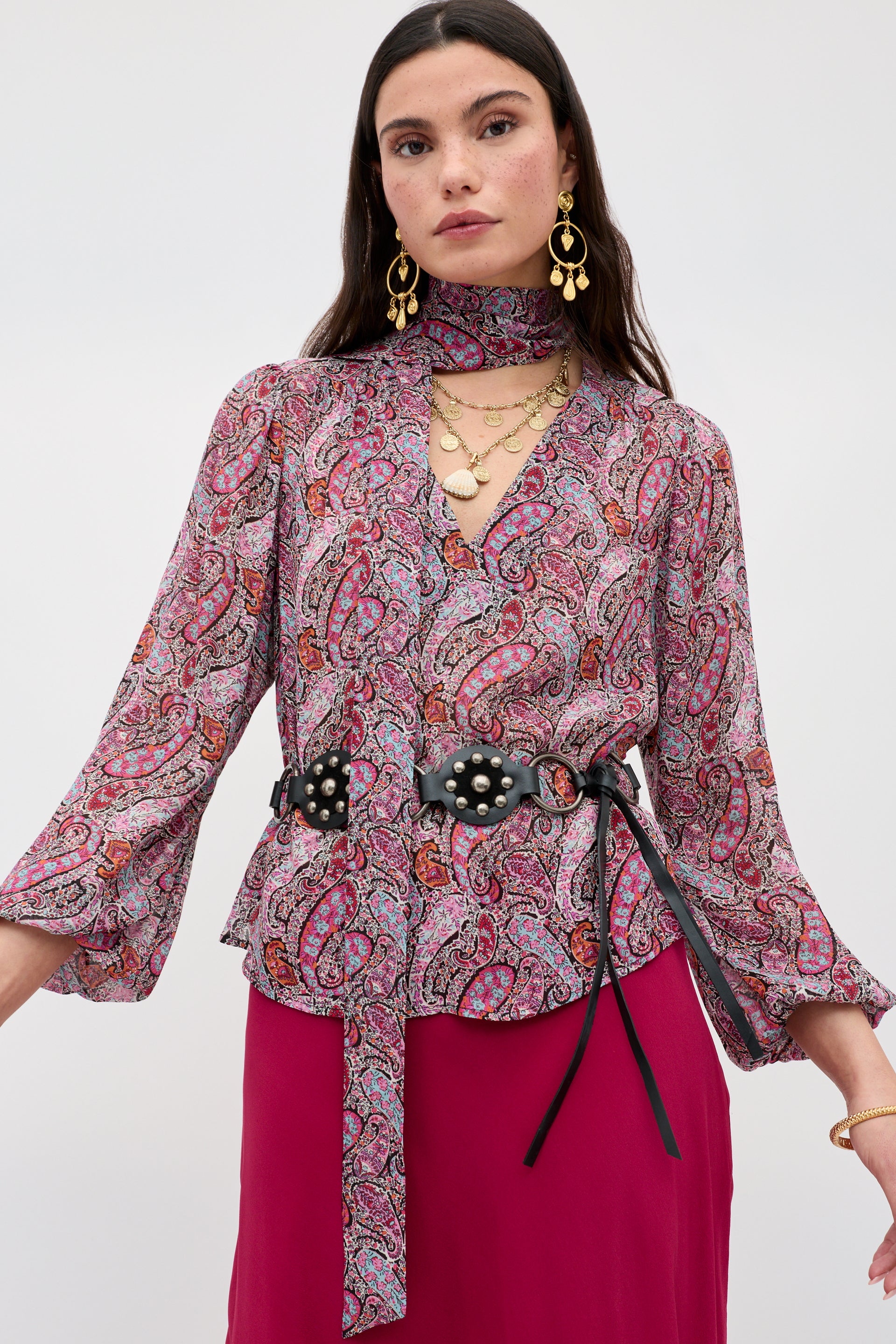 Moss Georgette Top in Bourton Red