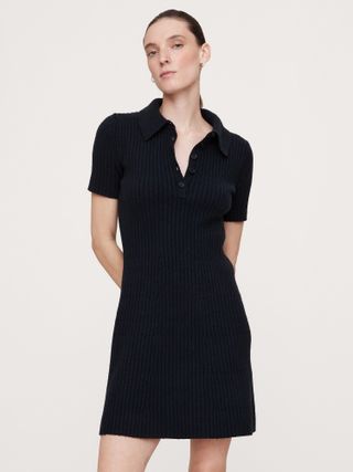 Ribbed Polo Sweater Dress