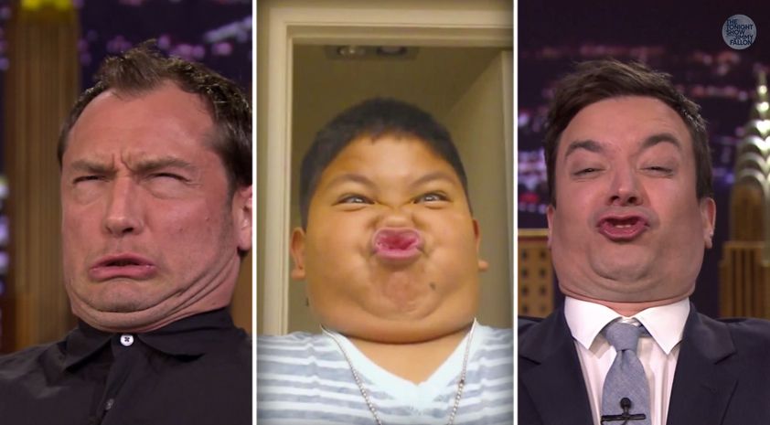 Jude Law and Jimmy Fallon do their best to out-silly some goofy-faced children