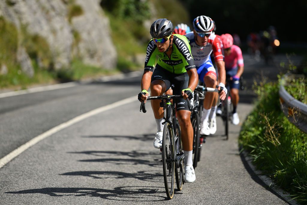 Hector S&aacute;ez (Euskadi-Murias) on the attack from the break on stage 13