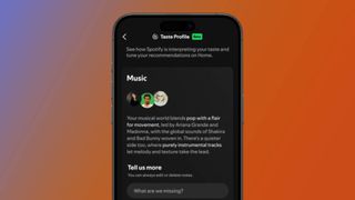 A smartphone with Spotify's Taste Profile tool