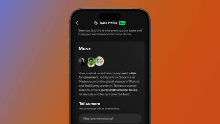 A smartphone with Spotify's Taste Profile tool