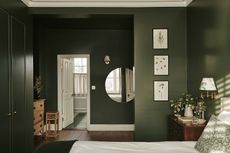 a moss green bedroom