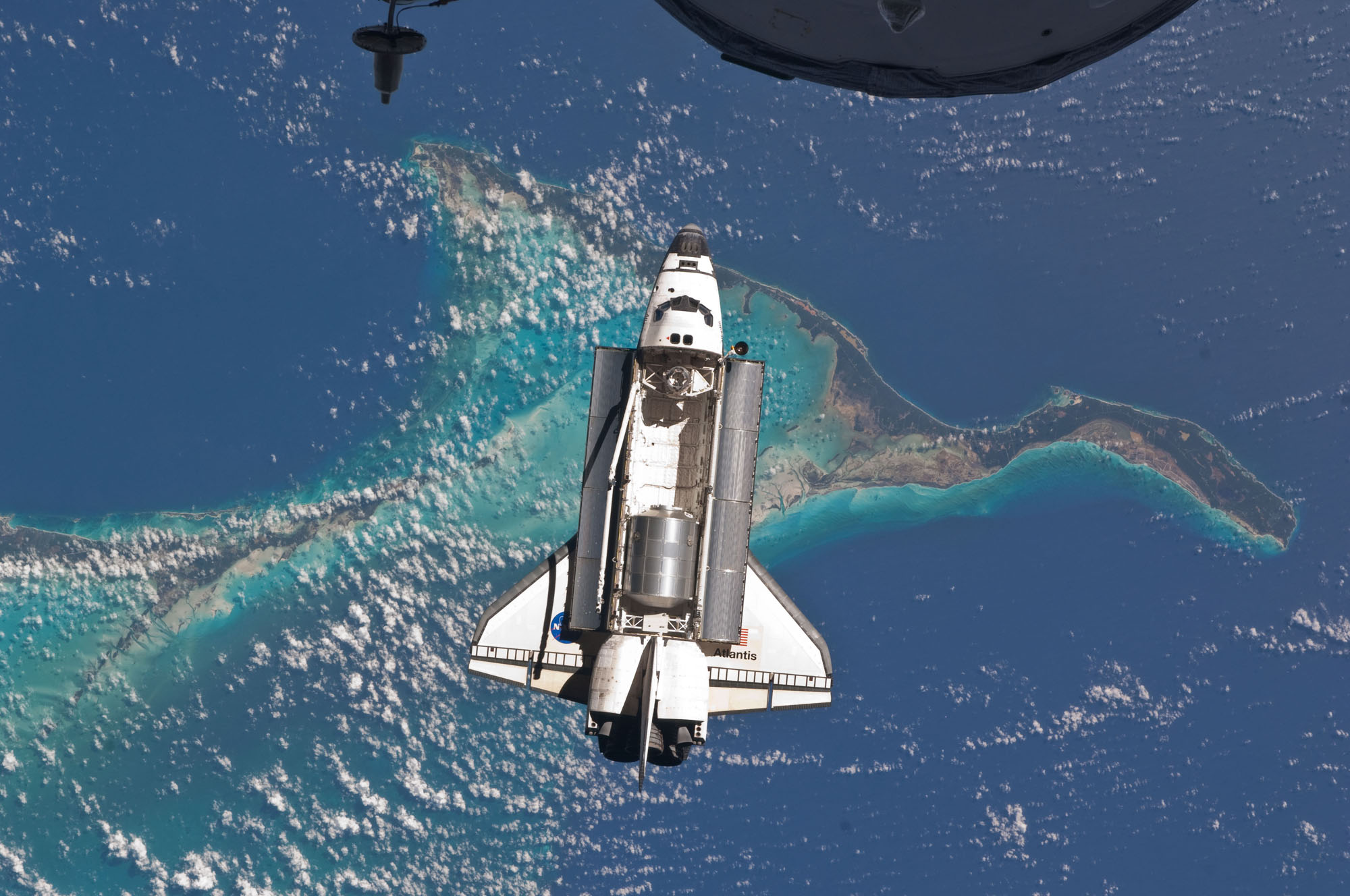 Shuttle Atlantis over the Bahamas