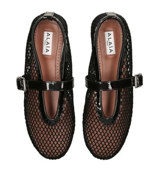 Leather Mesh Ballet Flats