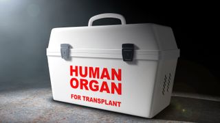 A cooler for transporting human organ donation.