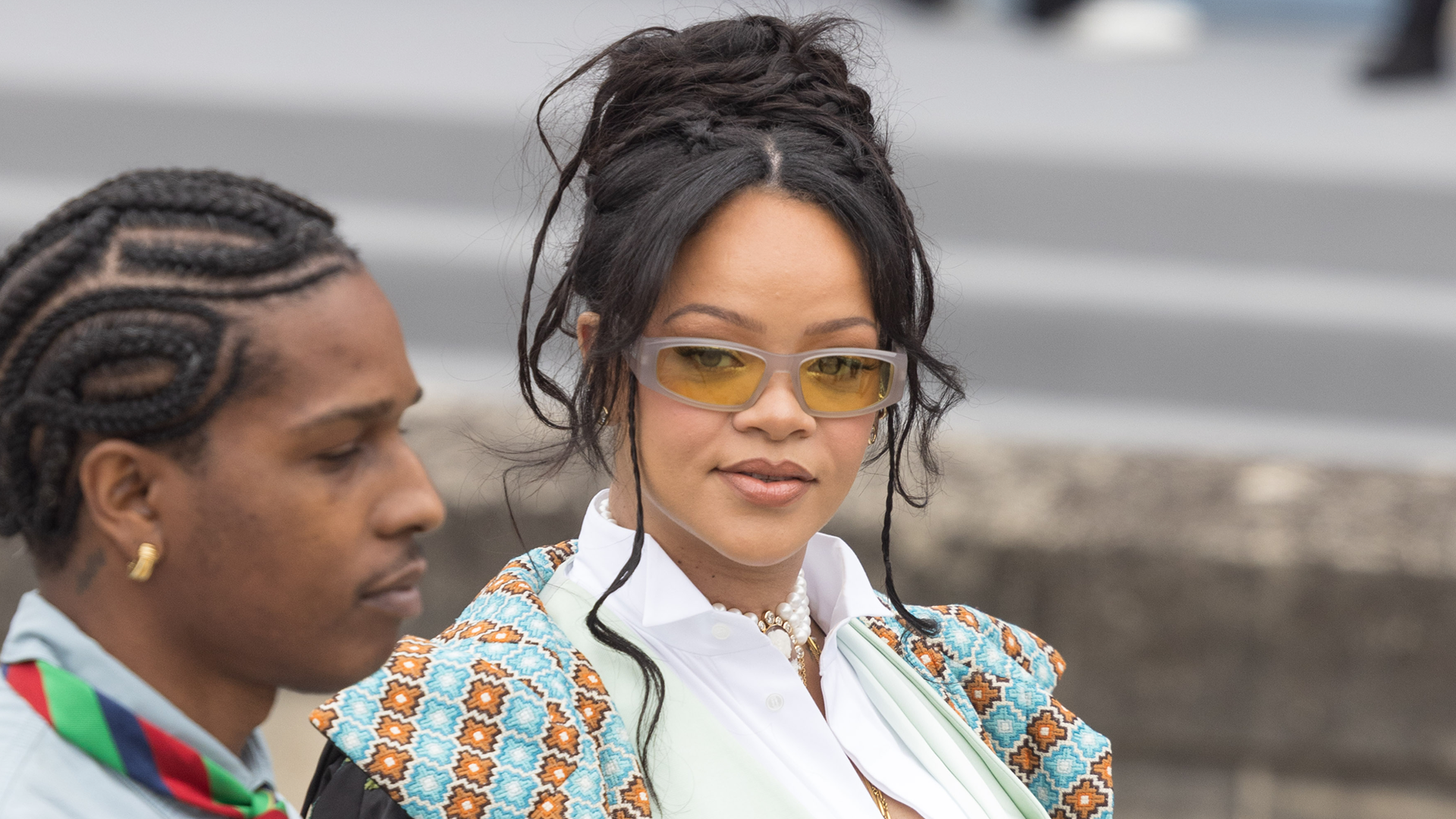 Rihanna attended Jonathan Anderson's debut at Dior in a menswear-inspired maternity outfit