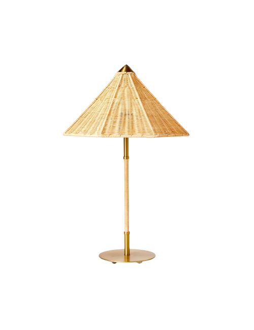 Threshold x Studio McGee Brass and Tapered Rattan Shade Table Lamp