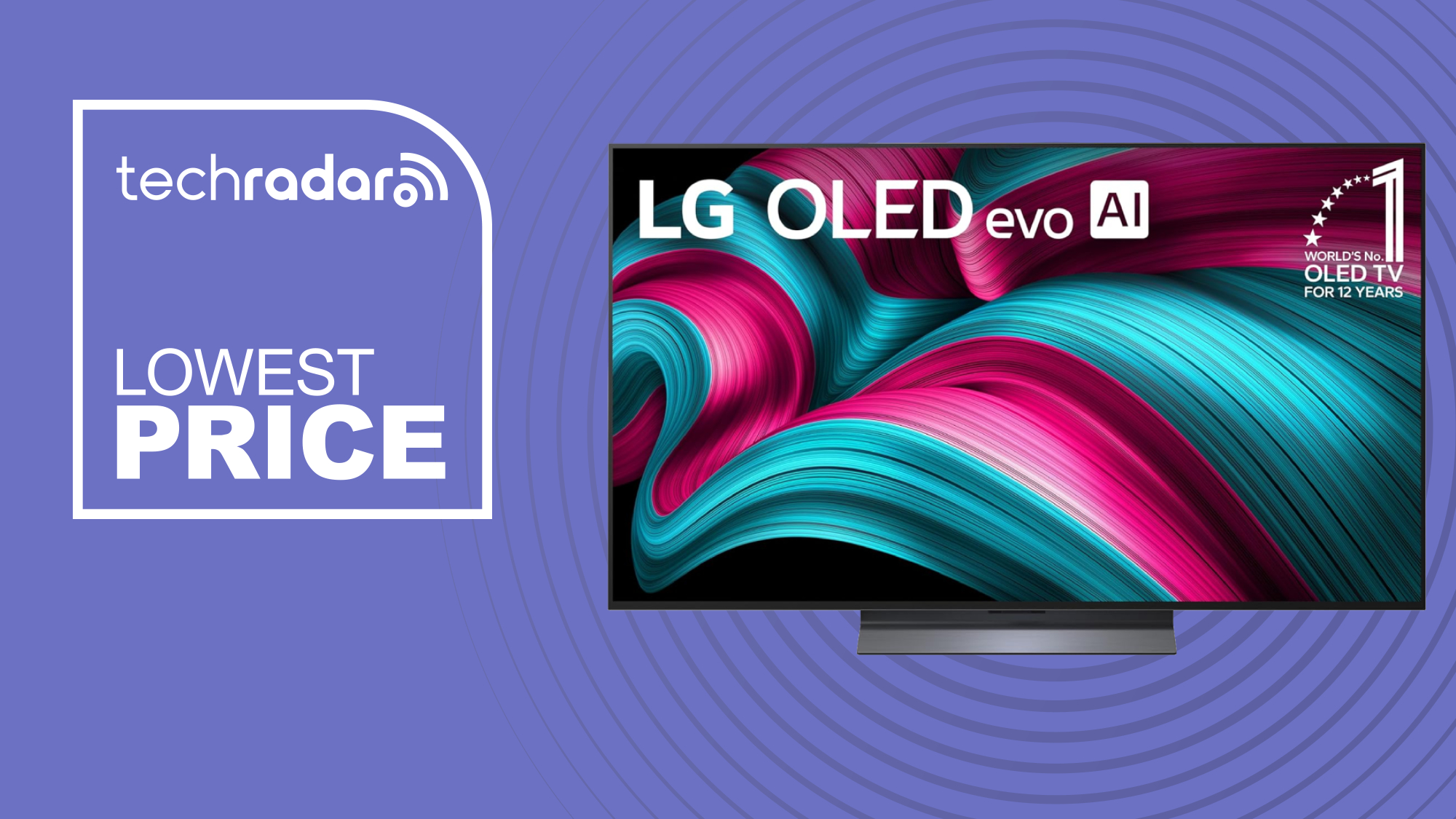 LG C5 lowest price deal image on purple background 