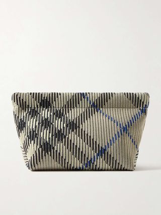 Ribbed Checked Jacquard-Knitted Clutch