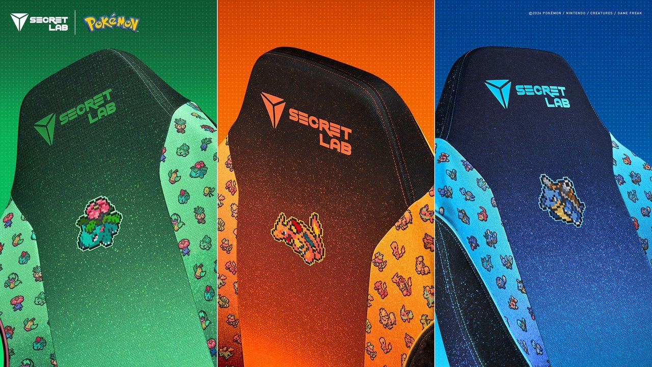  Secretlab's Pokémon collection just evolved with new SKINS for Charizard, Blastoise, and Vensaur that fit any Titan Evo and celebrate the franchise's classic pixel art 