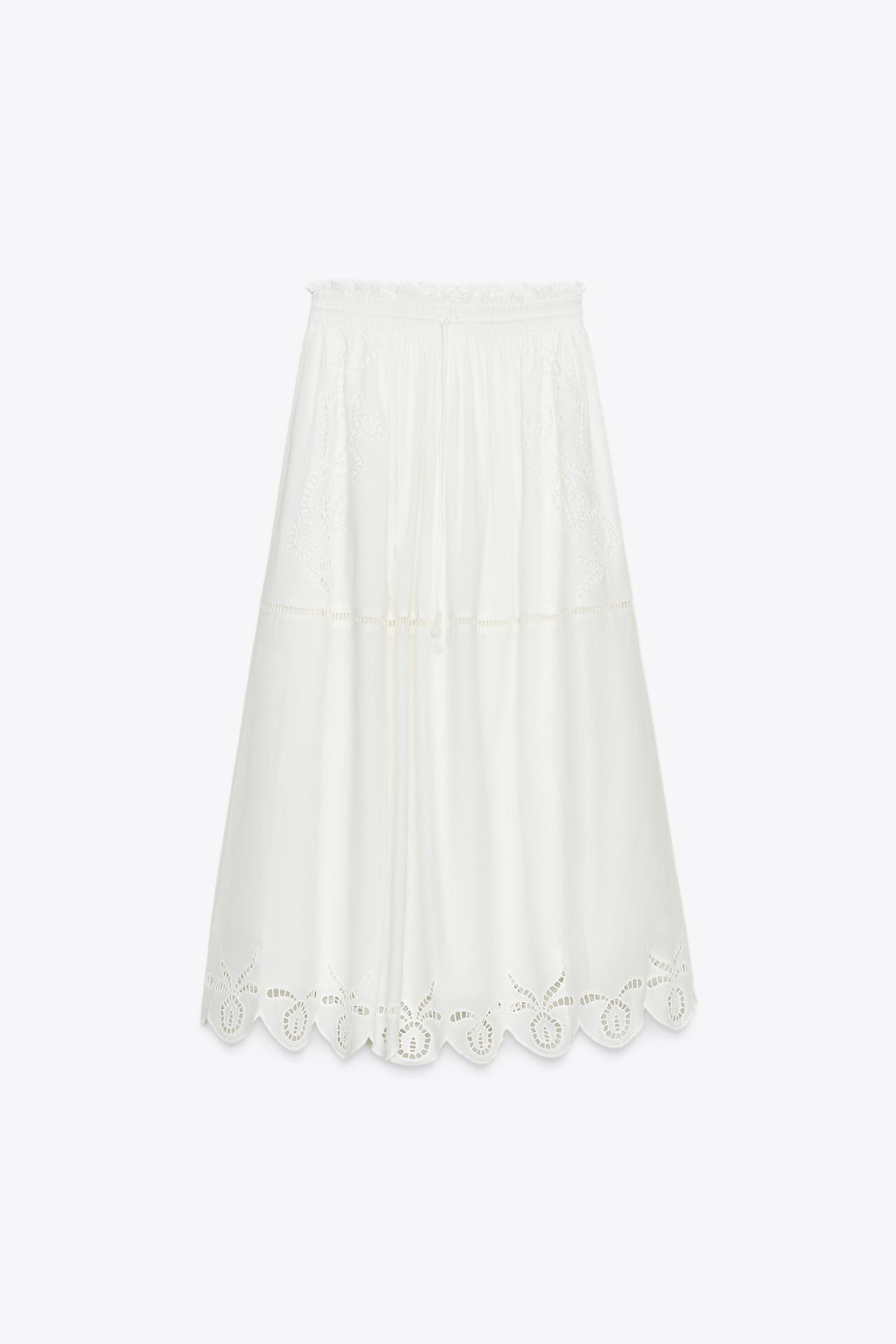 ZARA, Embroidered Long Skirt Zw Collection